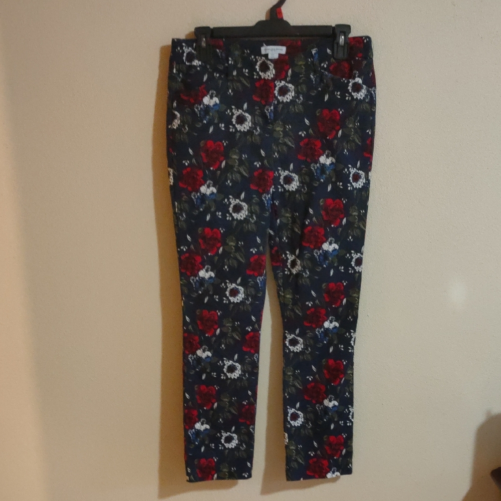 Carolina Belle Red and Blue Capris Floral Elegance